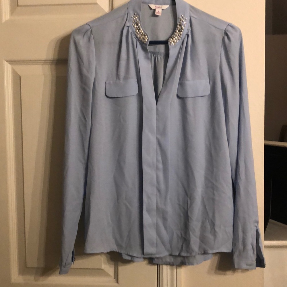 Blue embellished candies blouse, size medium